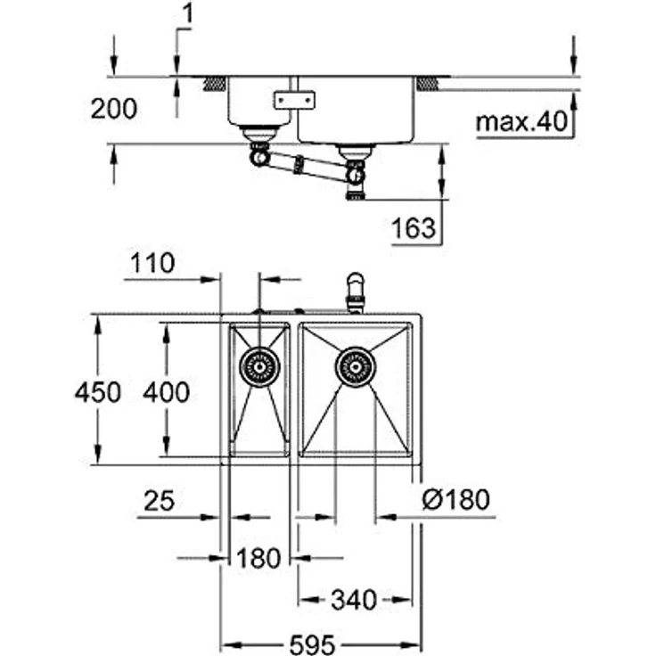 GROHE K700U | 1,5 Becken | Küchenspüle - Unterbau, Aufsatzmontage oder flächenbündiger Einbau | Inklusive Montageset, Ablaufgarnitur, Siebkorb | Edelstahl | 31576SD1 – Bild 3