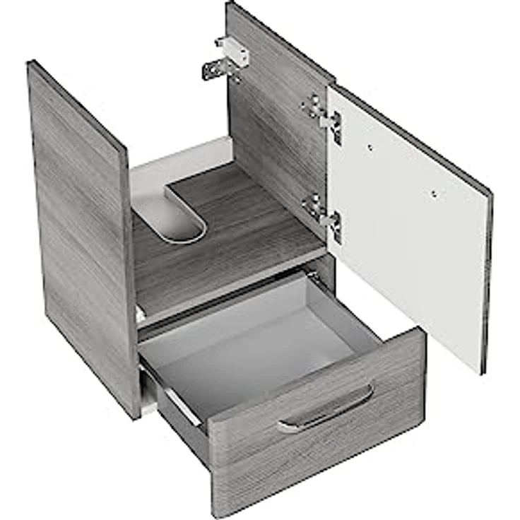 Pelipal Waschtischunterschrank Quickset 328 mit Waschbecken in Graphit Struktur Quer Nachbildung, 50 cm breit | Waschplatz mit 1 Tür und 1 Auszug – Bild 4