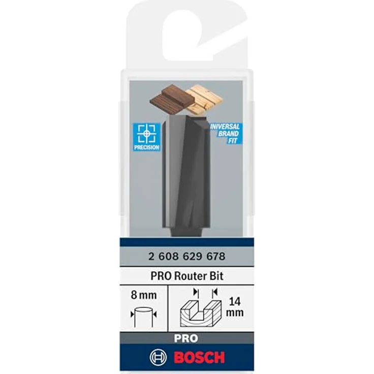 Bosch PRO Nutfräser, zweischneidig für Weichholz & Hartholz, Ø 14 mm, Zubehör für Handfräse, Schaft 8 mm – Bild 2