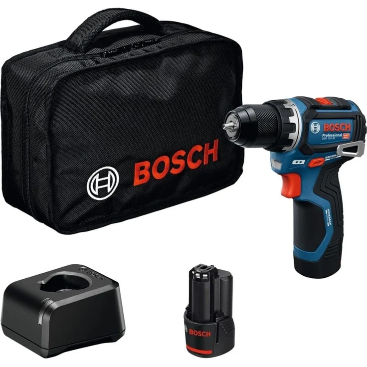 Bosch Professional GSR 12V-32, Akku-Bohrschrauber mit 2x 2 Ah Akkus, Ladegerät, Werkzeugtasche, kompakt, bürstenloser Motor, Advanced KickBack Control – Bild 1