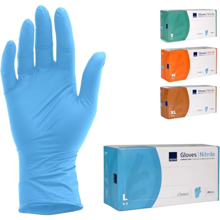 ABENA Nitril Einweghandschuhe 200 Stück Pack (Größe L) Lebensmittelecht, Reißfest, Latexfrei, Puderfrei - Hygienische Handschuhe für Reinigungsarbeiten, Schönheitssalon, Tattoo und Zuhause – Bild 1