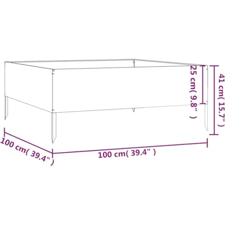 vidaXL Hochbeet, Cortenstahl, Rostig, 100 x 100 x 41 cm – Bild 5