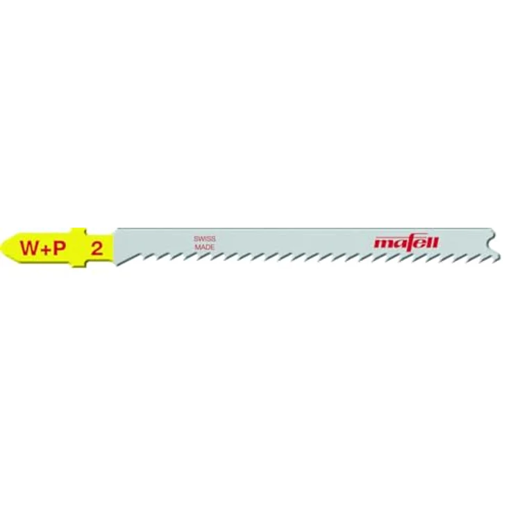 Mafell Stichsägeblatt für P1cc und PS 2-18 (W+P2 Wood + Plastic), 5 Stück, 1,5 mm Stammblattdicke, 75 mm Verzahnte Länge, 2,7 Zahnteilung, für Materialstärken bis 64 mm