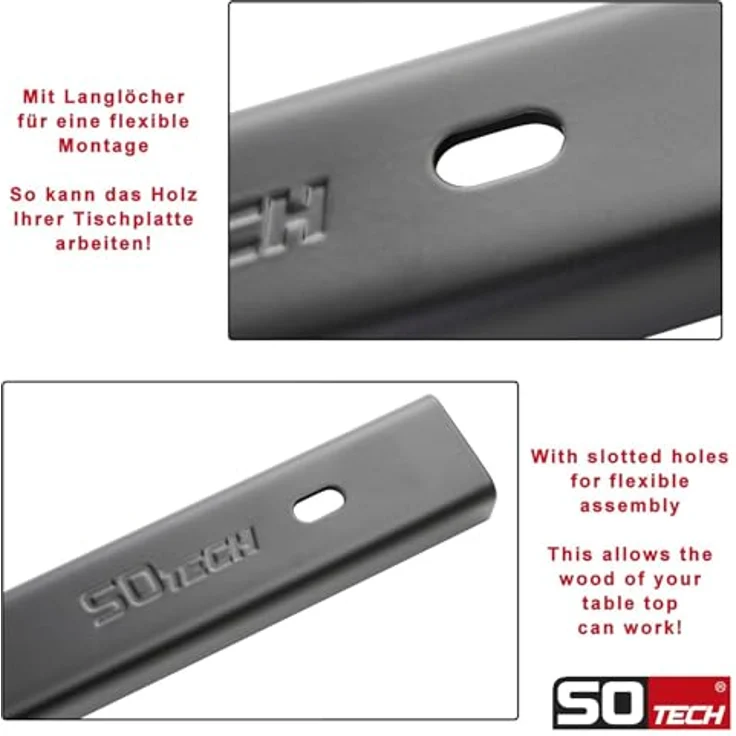 SOTECH 3 Stück Gratleisten U-Form, 600 x 40 x 20 mm, Schwarz, stabile Stahlverbindung für Tischplatten – Bild 3