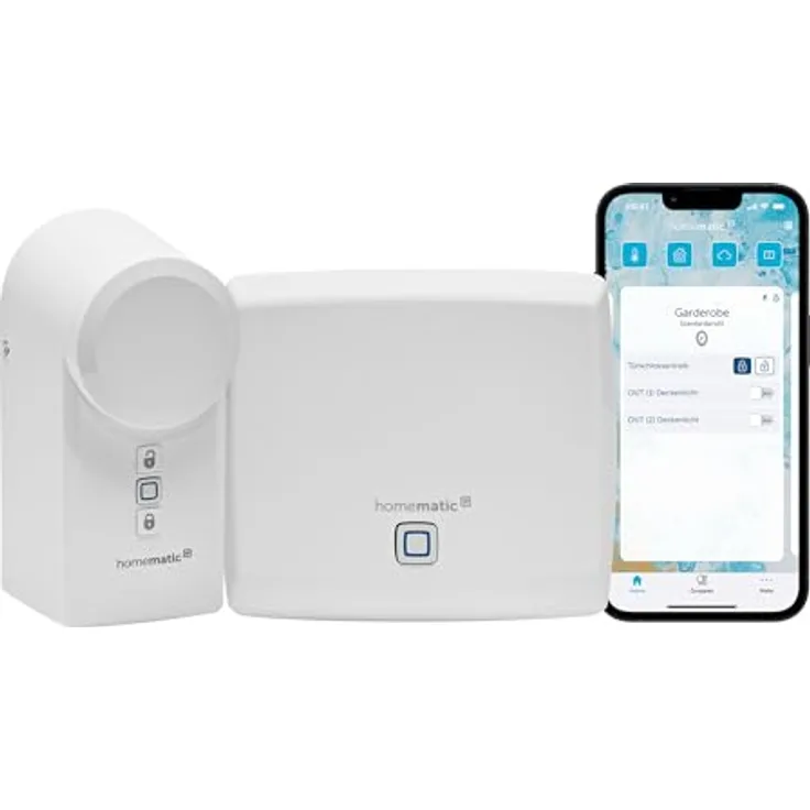 Homematic IP Smart Home Starter Set Mini Zutritt, elektronisches Türschloss, nachrüstbar ohne Umbau, steuerbar per App, Alexa & Google Assistant, 161228A1