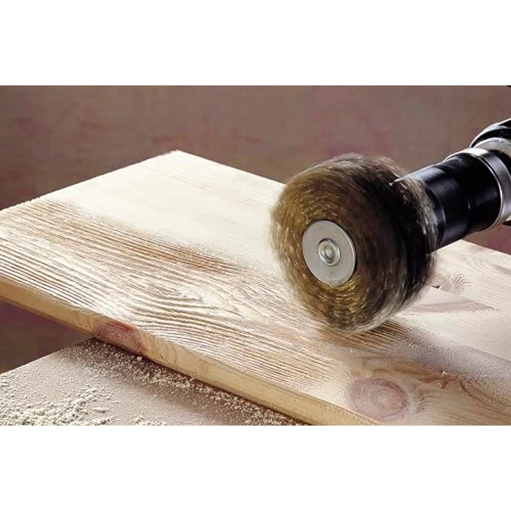 wolfcraft Holz-Struktur-Bürste 2265000, Spezialwerkzeug zum Strukturieren von Holzflächen, Ø 80 x 35 mm, Rundschaft 8 mm, 4500 RPM – Bild 2