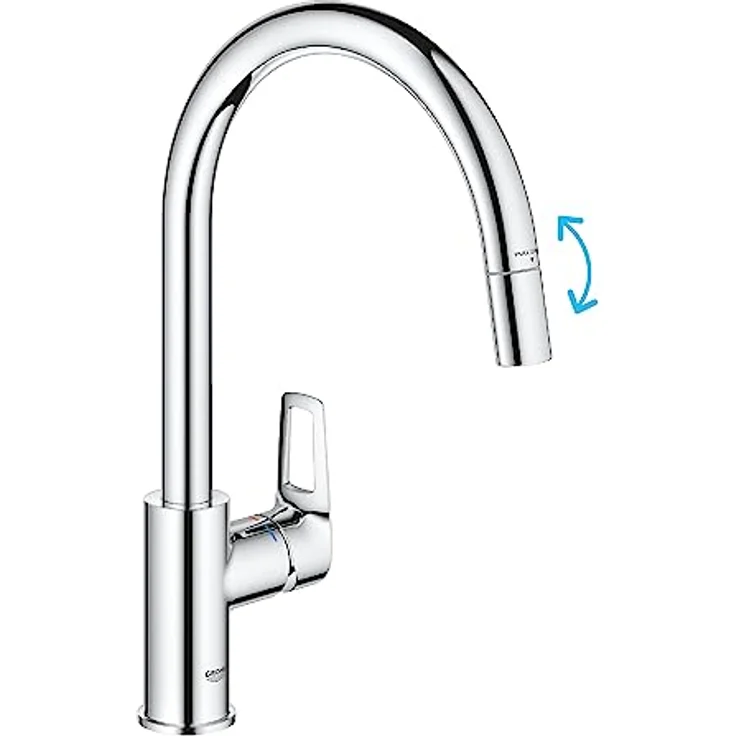 GROHE StartLoop - Einhand- Spültischarmatur (hoher Auslauf, herausziehbare Mousseurbrause, Schwenkbereich 360°, langlebig), chrom, 305560000 – Bild 1