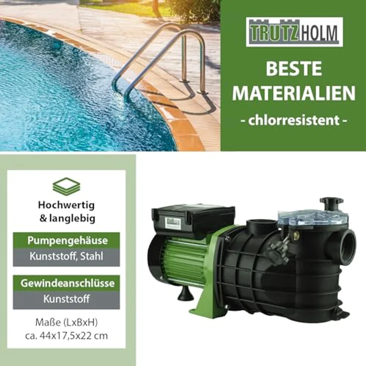 Baumarktplus TRUTZHOLM Schwimmbadpumpe Poolpumpe Swimmingpool 550W 10m³l-h – Bild 4
