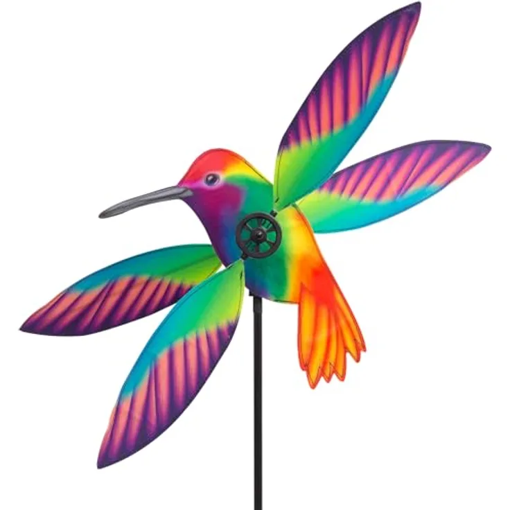 HQ HIGH QUALITY DESIGN Windspiration Paddle Spinner, UV-beständiges und wetterfestes Windspiel Deko für Garten, Terrasse und Balkon mit Standstab (Hummingbird)