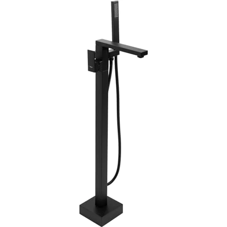 Rea TERY Freistehende Badewannenarmatur, Einhebel Mischbatterie mit Handbrause, schwarz, aus Messing, Wasserhahnhöhe 885 mm, Auslaufreichweite 200 mm – Bild 1
