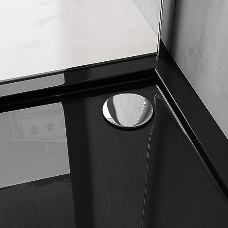 doporro Duschwanne Duschtasse flach aus Acryl DIN-Anschlüsse Faro1, Quadratusch, edles Design mit reibungslosem Abfluss, Weiß – Bild 4