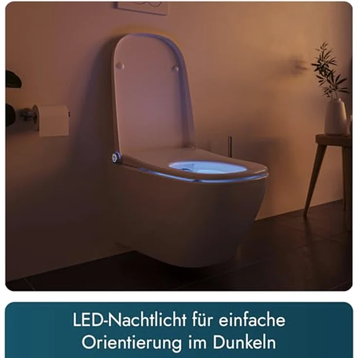 Bernstein Dusch-WC PRO+ 1104, Eckig, spülrandlos, mit LED-Nachtlicht, 5 Stufen, 10 Jahre Garantie, Weiß – Bild 9