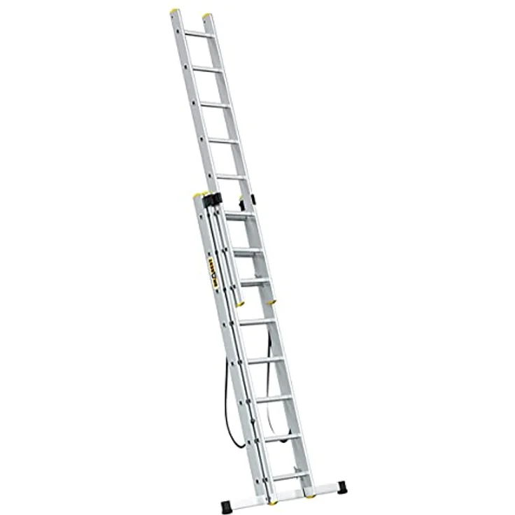 DRABEST Leiter PRO Serie Aluleiter 3-teilig Leiter PRO 3x8 Stufen Kombileiter Arbeitshöhe 5,56 m Belastbarkeit 150 kg inkl. Eimerhaken – Bild 3