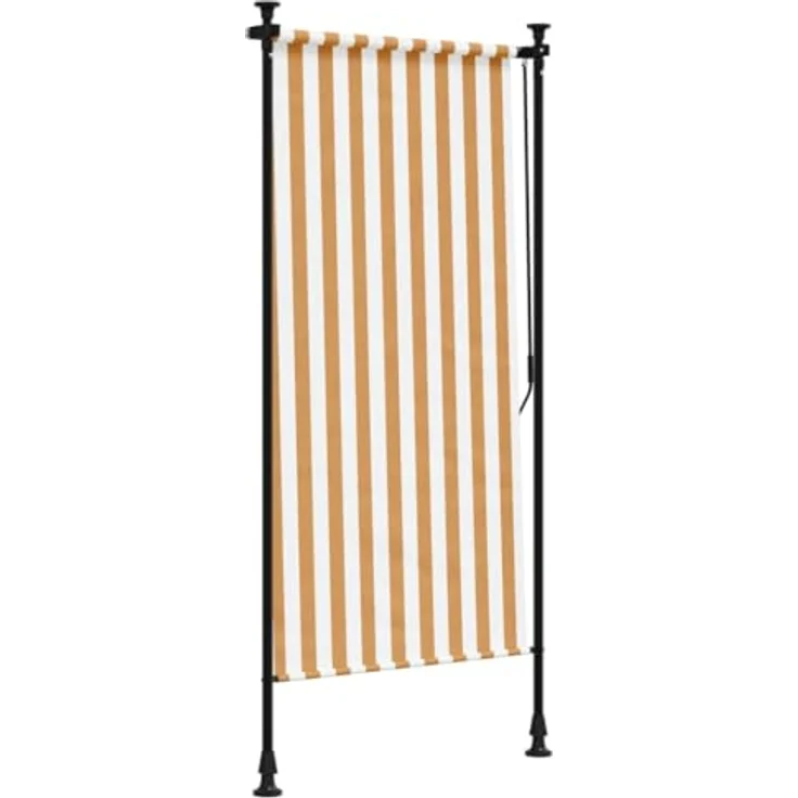 vidaXL Außenrollo, Senkrechtmarkise mit Kurbel, Einziehbar Sichtschutz für Terrasse Balkon, Sonnenschutzrollo, Orange Weiß 100x270cm Stoff Stahl – Bild 5