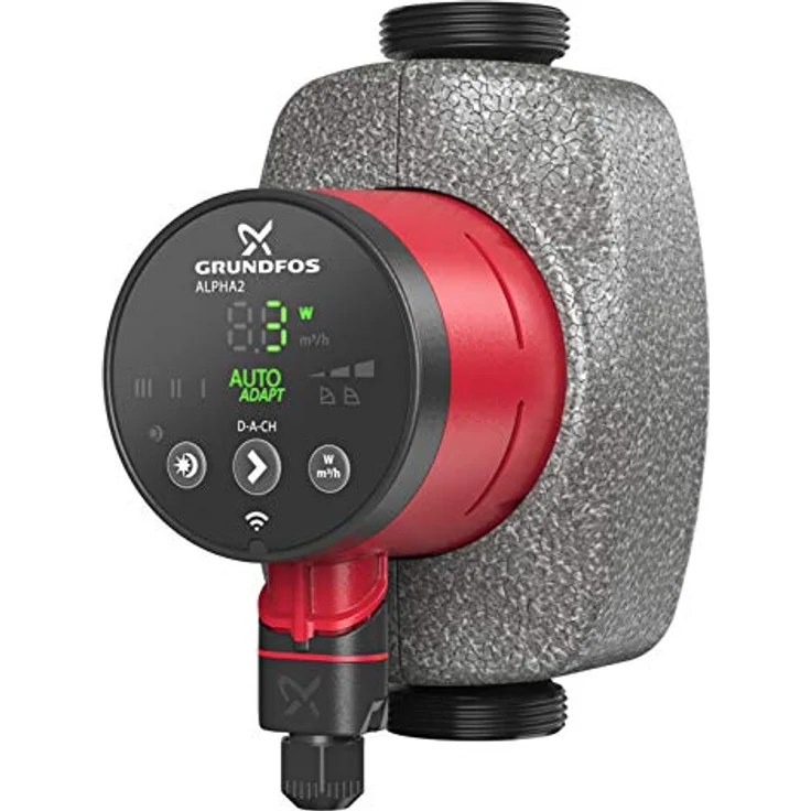 Grundfos ALPHA2 25-80, Hocheffizienz Umwälzpumpe mit Permanentmagnetmotor, 180 mm, PN 10, 2,14 m³/h – Bild 2
