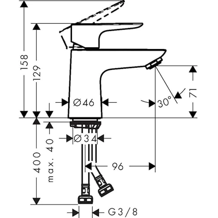 hansgrohe Talis E 80 Spültischarmatur, ComfortZone 80, Normalstrahl, Durchflussmenge 5 l/min, Artikelnummer 71702000 – Bild 5