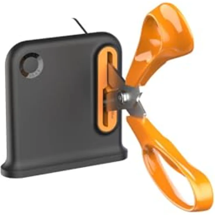 Fiskars Scherenschärfer, Ergonomisches Design für rechtshändige Küchenscheren, Schwarz/Orange, 55% recycelte Materialien, 80% recyceltes ABS-Gehäuse, Art.-Nr.: 1081190