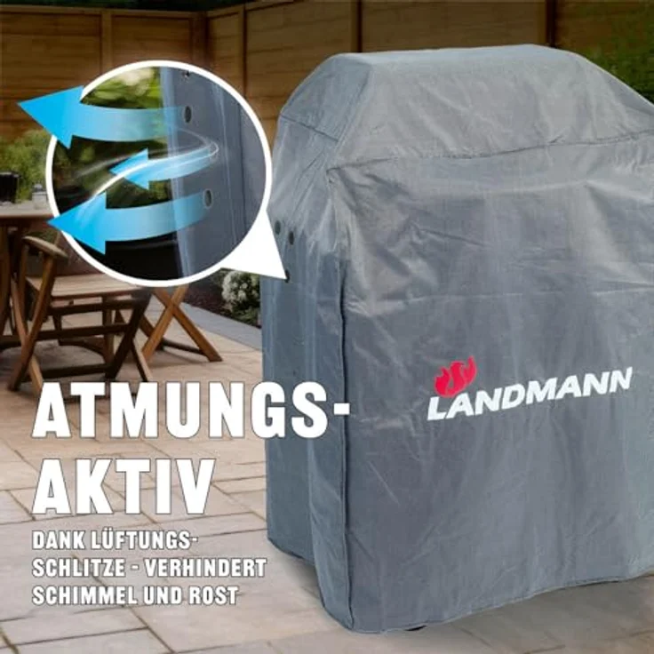 LANDMANN Wetterschutzhaube Premium - 55 x 117 x 90 cm - grau – Bild 5