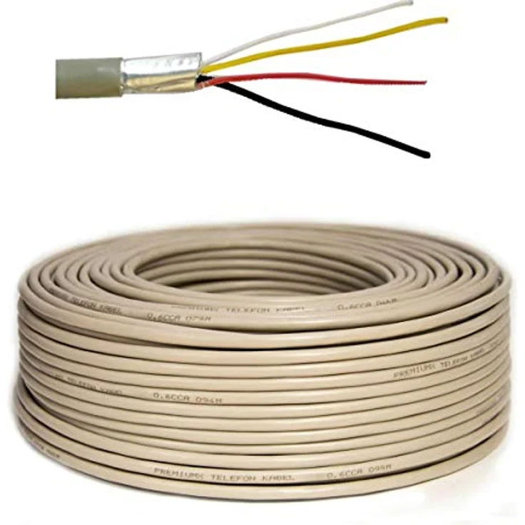 Premium X 100m Telefonkabel 2x2x0,6mm 4 Adern witterungsbeständig mit Abisolierer und Kabelschneider – Bild 2