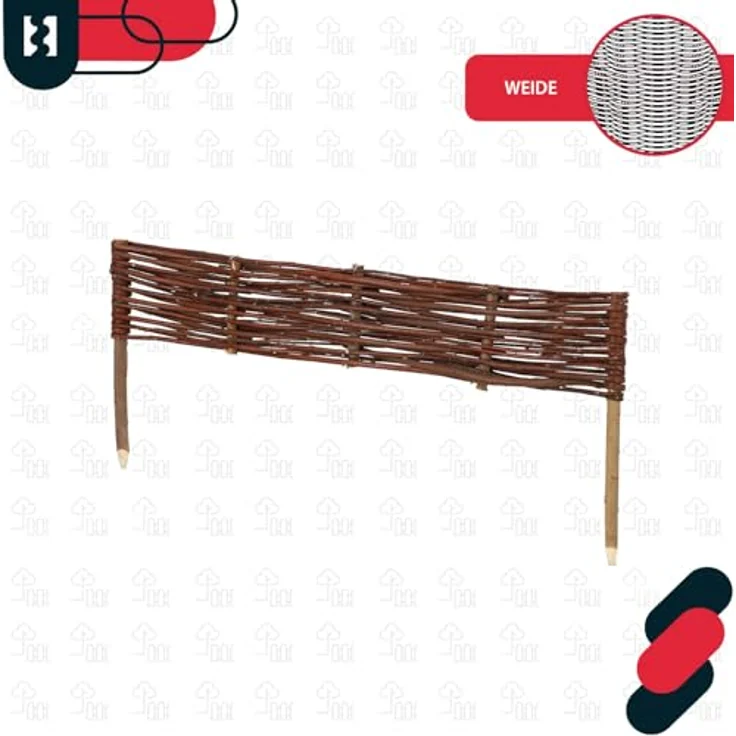 KOTARBAU® Weidenzaun Beetbegrenzung 5er Set, 60 x 10 cm, Braun, flexible Beeteinfassung aus wetterbeständiger Weide – Bild 5