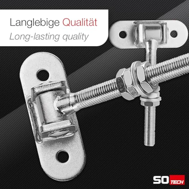 SO-TECH 2er Pack Torscharnier verstellbar M16 x 190 mm, verzinkt mit Anschraublasche 115 x 40 mm – Bild 5