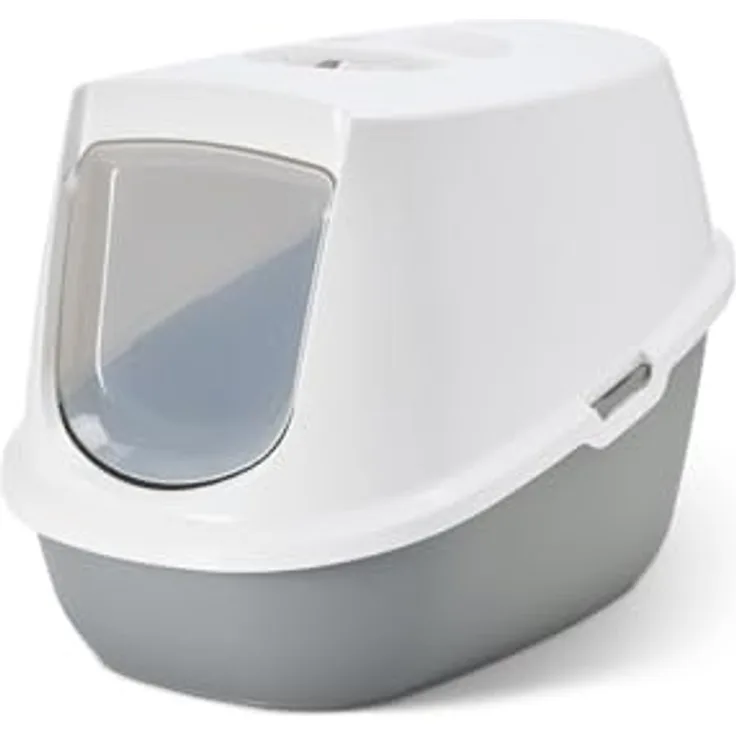 Savic Katzentoilette Robin cool grey, stilvolles Toilettenhaus mit Aktivkohle-Filter