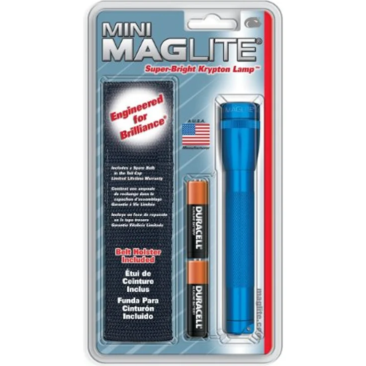 Mag-Lite Mini-Taschenlampe M2A11H Mini Maglite AA Taschenlampe 14,5 cm blau inkl. Mignon-Batterien und Nylonholster – Bild 2