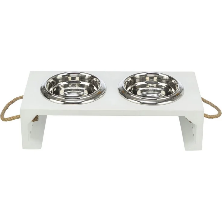 TRIXIE Napf-Set Trixie BE NORDIC, rutschfest, geräuscharm, MDF/Edelstahl, weiß, 2 x 0,9 l – Bild 1