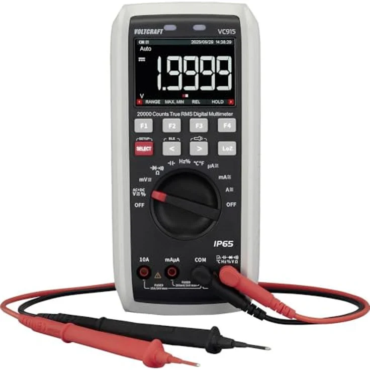 Voltcraft VC915, Hand-Multimeter digital mit CAT III 1000 V und CAT IV 1000 V Anzeige, robuster Messbereichswitch, Auto-/manuelle Messbereichswahl – Bild 1