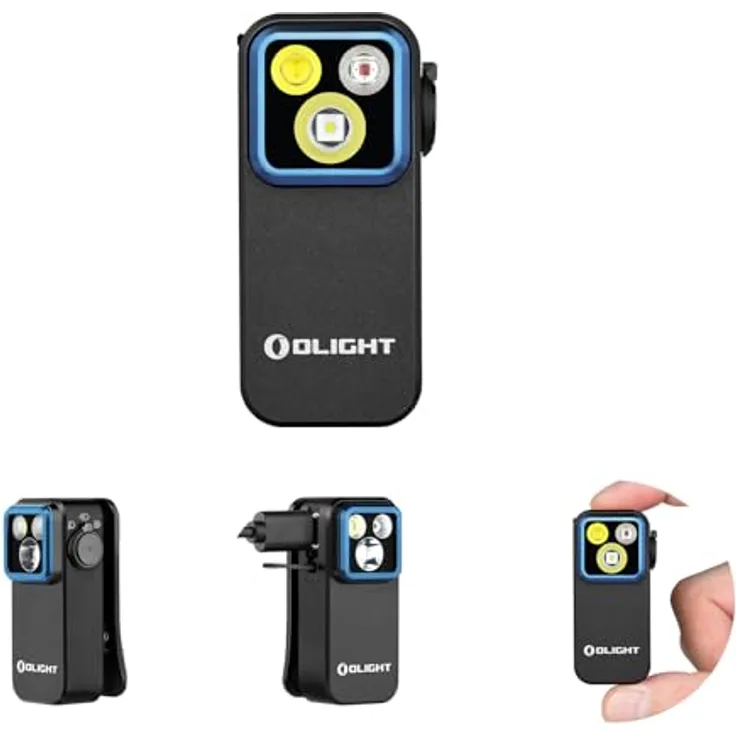OLIGHT Oclip Pro Mini LED Taschenlampe, 500 Lumen, USB-C wiederaufladbar, Flutlicht, fokussiertes Licht, Rotlicht, wasserdicht IPX6, kompakte Clip Lampe für Camping und Notfälle