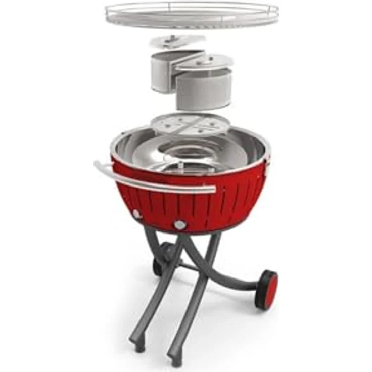 Lotusgrill LOLG-TB-600 Rauchfreier Holzkohlegrill, Rot, 78x78x48 cm – Bild 4