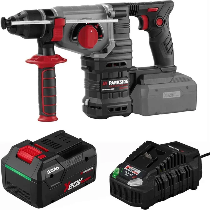 PARKSIDE PERFORMANCE Akku Kombihammer PPAKH 20-Li, 20V, 1,9 J Schlagenergie, 4675 min⁻¹, bürstenloser Motor, inkl. Ladegerät C3