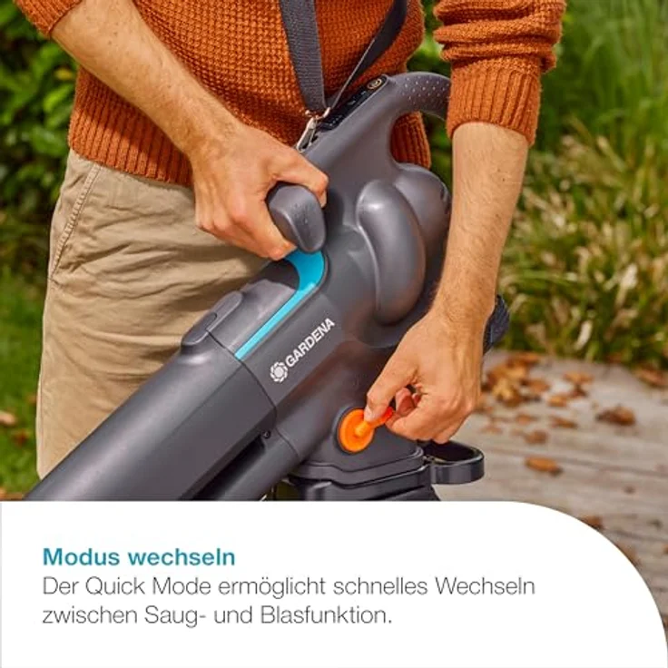 Gardena Akku-Laubsauger/-Bläser PowerJetCollect 18V P4A, kabelloses Multifunktionswerkzeug mit Saug- und Blasfunktion, inkl. Schultergurt und PowerBoost-Modus, Metall-Laufrad, 360-Grad-Rad, P4A Ready-To-Use Set – Bild 3