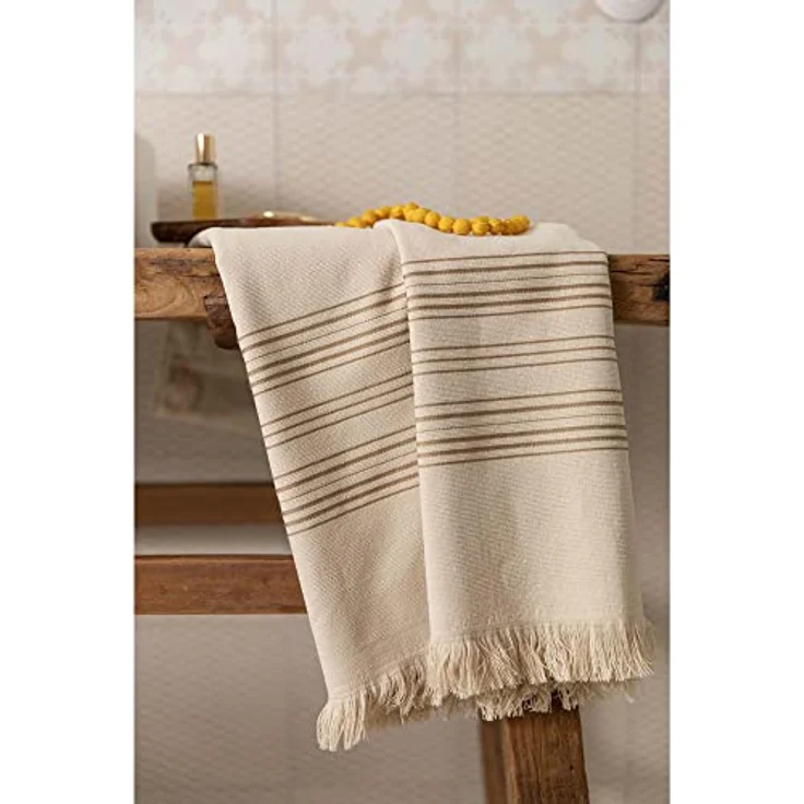 Vivaraise Hammam-Tuch Cancun, Braun, 100% Baumwolle, 90x180 cm, mit eleganter Bordüre, ideal für Freizeit, Wellness und Sauna – Bild 3