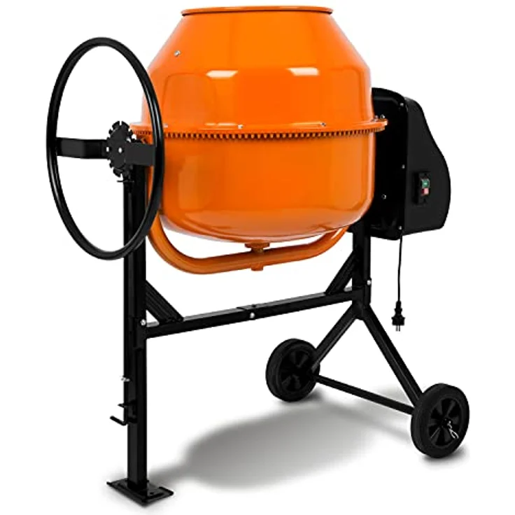 EBERTH Betonmischer 160 L Elektrisch, 650W Motor, Stahlgestell, orange/schwarz – Bild 2
