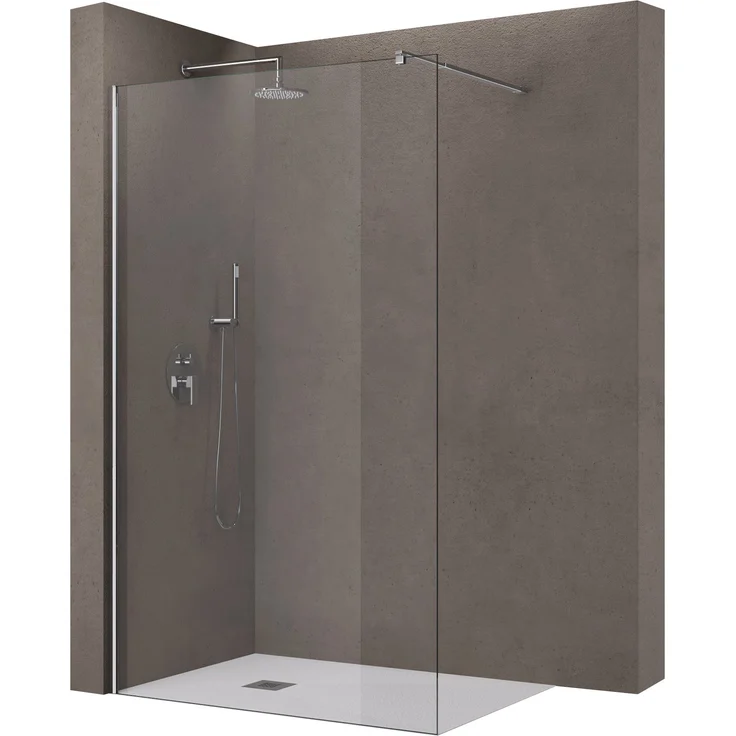doporro Walk-in-Dusche Duschwand für Dusche Duschkabine Duschabtrennung 10mm ESG NANO, Einscheibensicherheitsglas, Klarglas, rechteckiger Stabilisator, Edelstahl, wandmontierbar, variabler Wandabstand 70-120 cm, einfache Montage, Badezimmer, Nachrüstung geeignet – Bild 1