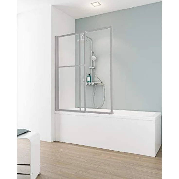 Schulte D1130 01 50 Duschabtrennung mit Handtuchhalter, ausziehbar 70 – 118 cm, 140 cm hoch, 3 mm Sicherheitsglas Klar hell, alu natur, Duschwand für Badewannen – Bild 2