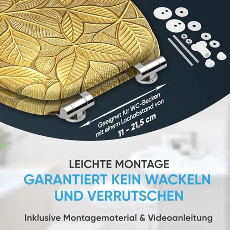Sanilo WC-Sitz Bractea, mit Absenkautomatik, Holz, antibakterielle Oberfläche, 47 x 37,7 cm – Bild 5