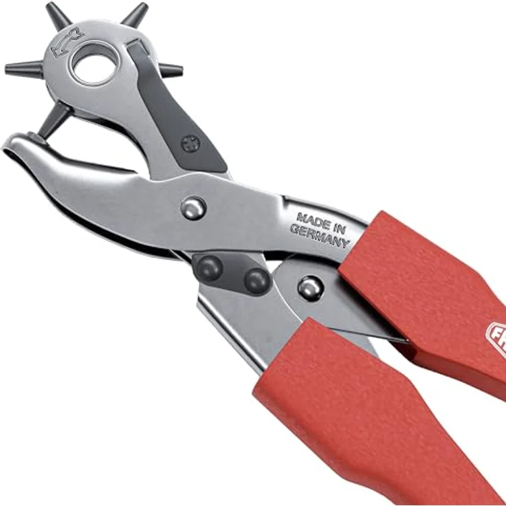FAMEX Revolverlochzange 3519 Profi Lochzange mit ca. 70 % Hebelübersetzung, Made in Germany, für Leder, Gürtel uvm., vernickelt – Bild 7