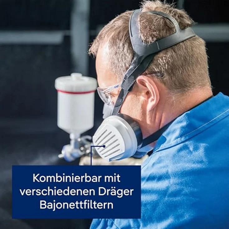 Dräger X-plore 3300 Maler Halbmasken-Set inkl. A2 P3 Kombi-Filter , Größen S-M-L , gegen Gase, Dämpfe, Fein-Staub und Partikel , Größe M – Bild 7