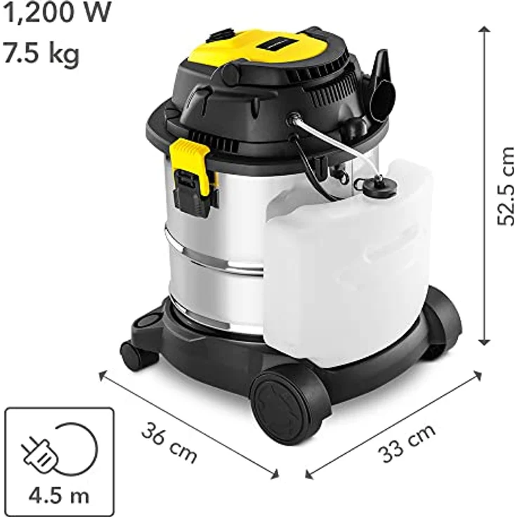 TROTEC Nass-Trocken-Sauger Waschsauger VC 1200W, 4-in-1-Mehrzwecksauger, 1200 W, Nasssaugfunktion Trockensaugfunktion Ausblasfunktion Sprühfunktion - Preisvergleich – Bild 2