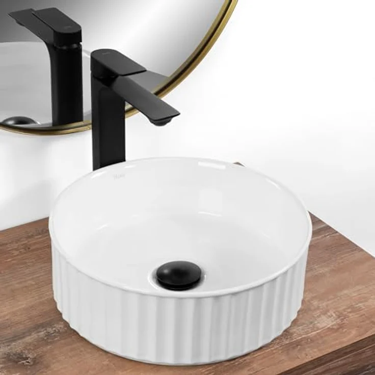 wohnwerk.idee Aufsatzwaschbecken Charlotte, Keramik Weiß Klein für Gäste WC/Gäste Bad – Bild 5