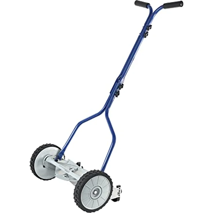 Amazon Basics Spindelmäher mit Grasfangkorb, 14-Zoll (35,6 cm), 4-Klingen, blau – Bild 1