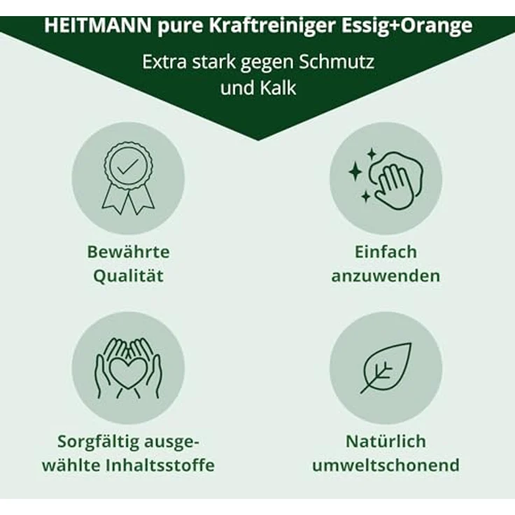 HEITMANN Kraft-Reiniger Essig+Orange, 500ml, entfernt Schmutz und Kalk für Bad und Küche – Bild 4