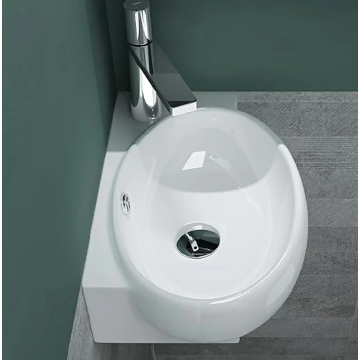 Mai & Mai Aufsatzwaschbecken Br001L aus Keramik weiß mit NANO, BTH: 42x28x15cm, rechteckige Form, für Gäste-Badezimmer geeignet - Preisvergleich – Bild 3