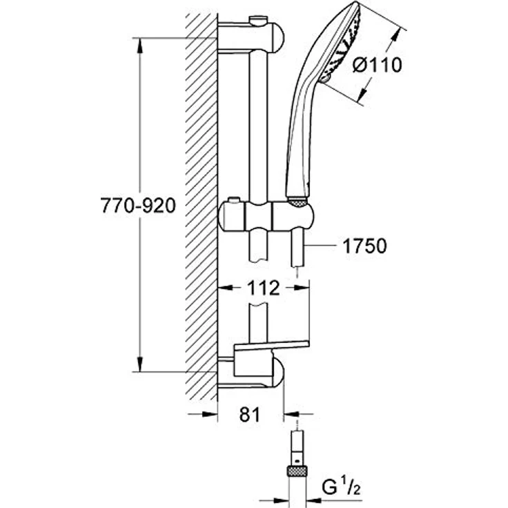 GROHE Euphoria 110 | Brause- und Duschsysteme - Brausestangenset | 900mm, 2 Strahlarten Duo, variables oberes Bohrloch zur Befestigung, chrom | 27225001 – Bild 4