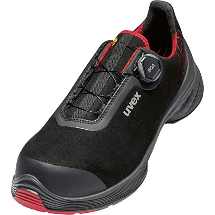 Uvex 1 G2 Halbschuhe S3, schwarz-rot, weite 11, Gr. 47, mit uvex i-PUREnrj Technologie und Boa® Fit System – Bild 1