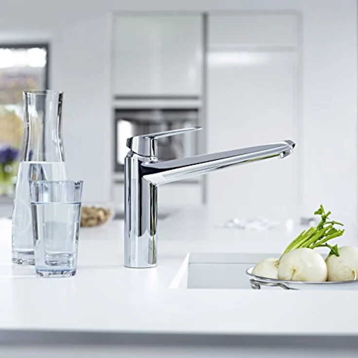 Grohe Küchenarmatur Eurodisc Cosmopolitan, mittelhoher Auslauf mit schwenkbarem Gussauslauf, Chromoberfläche – Bild 4