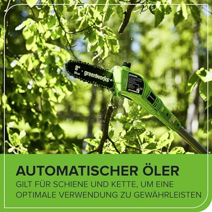 Greenworks Tools Akku-Hochentaster u. Teleskop Heckenschere 2in1 G40PSH (Li-Ion 40 V 51cm-20cm Schwertlänge 18 mm Schnittstärke 240 cm Teleskopstange ohne Akku und Ladegerät) – Bild 6