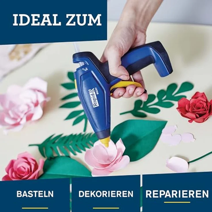 Rapid BGX7 Akku-Heißklebepistole, 7mm, 20 Sek Aufheizzeit, 3.6V Li-Ion Akku mit 30 Minuten Laufzeit, ergonomischer Softgriff – Bild 3